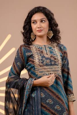 Multi colour german reyon kurta pant 3