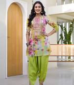 Multi colour pure shiffon kurta pant