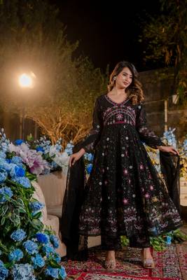 Black pure georgette kurta pant 2