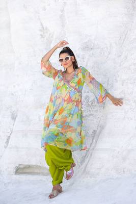 Multicolor pure chiffon kurta set 2