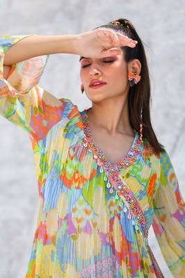 Multicolor pure chiffon kurta set 4