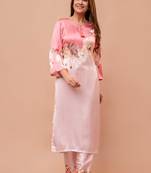 Baby pink pure crape kurta set