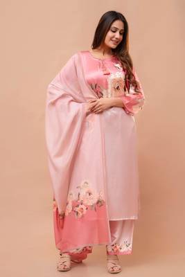 Baby pink pure crape kurta set 2