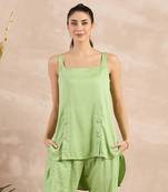 Pastel green high-low sleeveless top