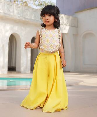 Pista green embroidered top with plazzo 1