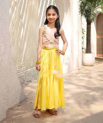 Pink embroidered top with plazzo 1