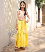 Pink embroidered top with plazzo