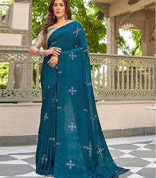 Blooming Batik Print Muslin Cotton Silk Saree with Floral Embroidered Blouse