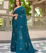 Blooming Batik Print Muslin Cotton Silk Saree with Floral Embroidered Blouse