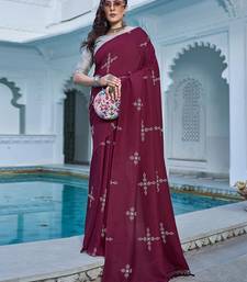 Blooming Batik Print Muslin Cotton Silk Saree with Floral Embroidered Blouse