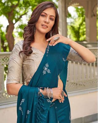 Blooming Batik Print Muslin Cotton Silk Saree with Floral Embroidered Blouse 3