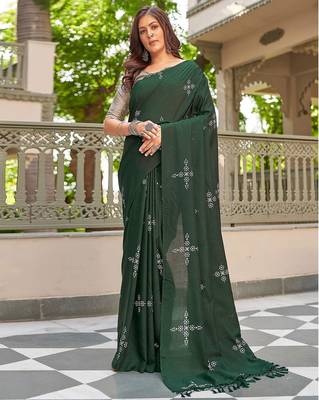 Blooming Batik Print Muslin Cotton Silk Saree with Floral Embroidered Blouse 1