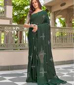 Blooming Batik Print Muslin Cotton Silk Saree with Floral Embroidered Blouse