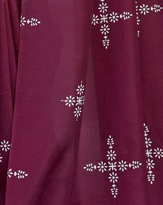 Blooming Batik Print Muslin Cotton Silk Saree with Floral Embroidered Blouse 5