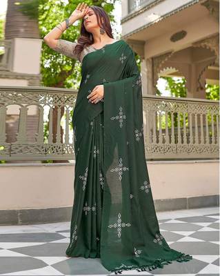 Blooming Batik Print Muslin Cotton Silk Saree with Floral Embroidered Blouse 2