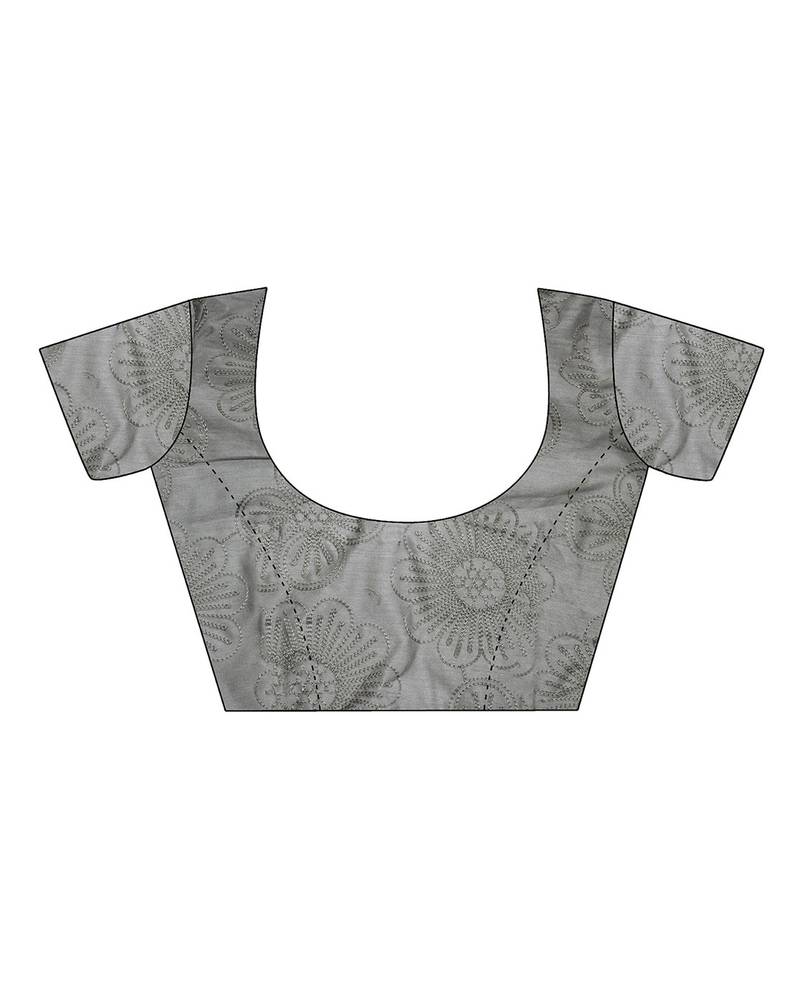 Blooming Batik Print Muslin Cotton Silk Saree with Floral Embroidered Blouse