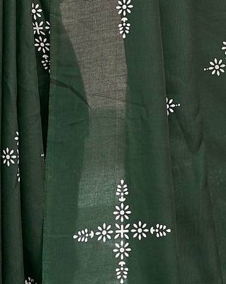 Blooming Batik Print Muslin Cotton Silk Saree with Floral Embroidered Blouse 5