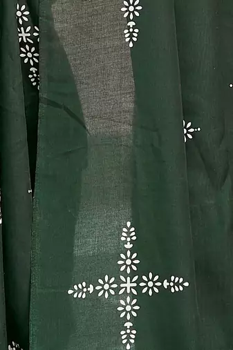Blooming Batik Print Muslin Cotton Silk Saree with Floral Embroidered Blouse