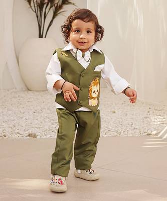 Green waist coat with pant and shirt 1