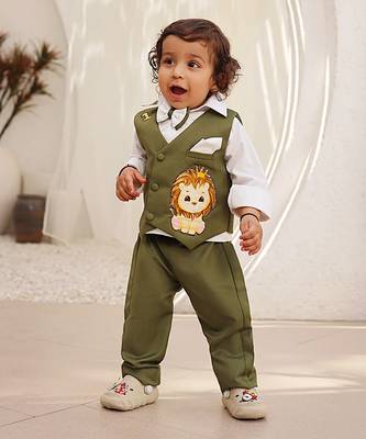 Green waist coat with pant and shirt 3