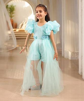 Blue sequence romper with trail 2