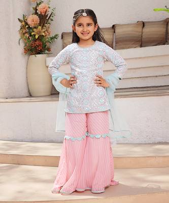Mirror embroidered kurti sharara 1