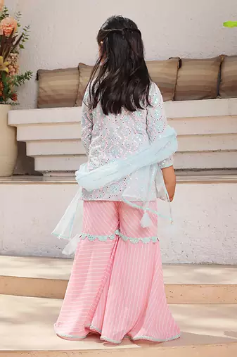 Mirror embroidered kurti sharara