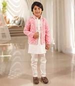 Pink mirror embroidered jacket set