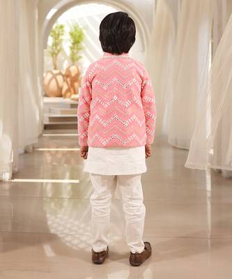 Pink mirror embroidered jacket set 2