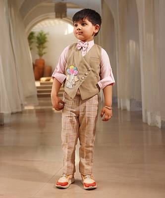 Beige waist coat with shirt and pant 1