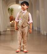 Beige waist coat with shirt and pant