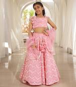 Pink mirror embroidered lehenga choli