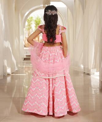 Pink mirror embroidered lehenga choli 2