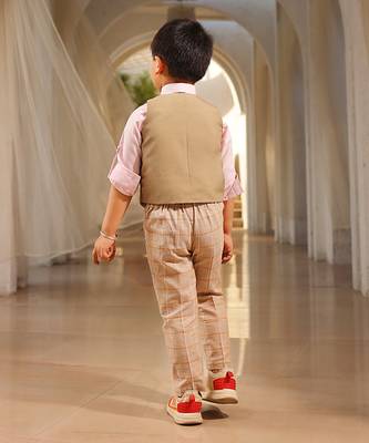 Beige waist coat with shirt and pant 3