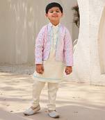 Baby pink embroidery jacket with kurta and pant