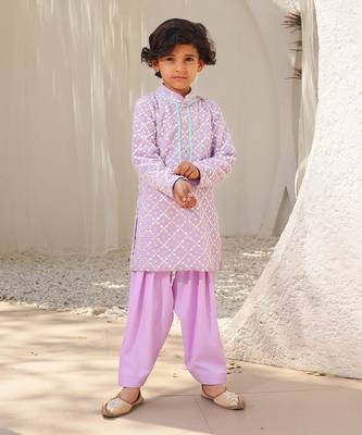 Lilac embroidered kurta with salwar 1