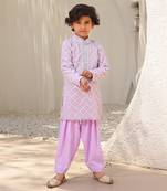 Lilac embroidered kurta with salwar