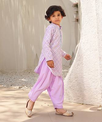 Lilac embroidered kurta with salwar 2