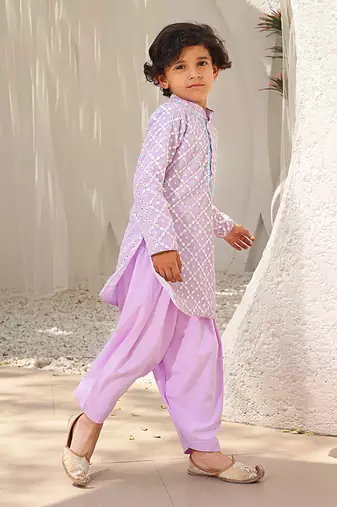 Lilac embroidered kurta with salwar