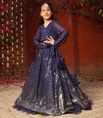 Blue embroidered lehenga choli set