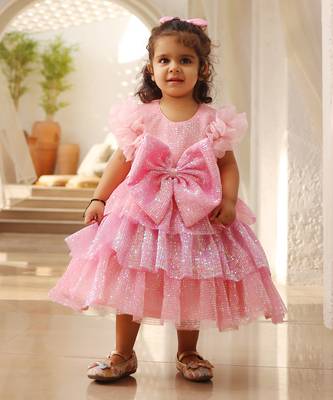 Pink sequence frock 1