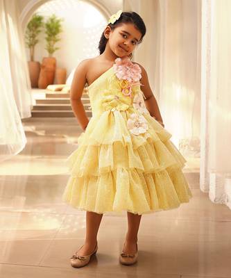 Yellow sequence frock 1