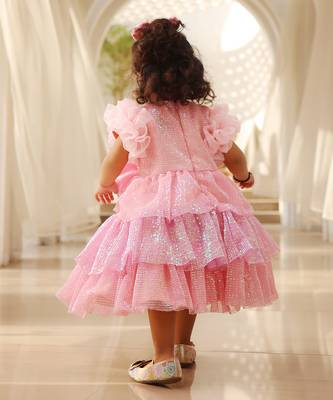 Pink sequence frock 2