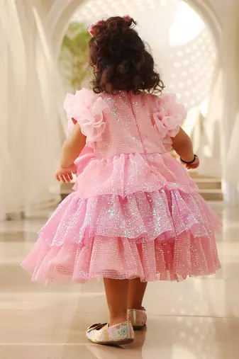 Pink sequence frock