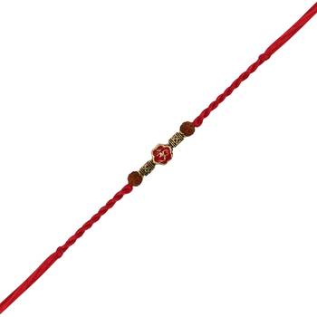 Om rudraksh rakhi with roli chawal & rakshabandhan card for men/bro/brother  3