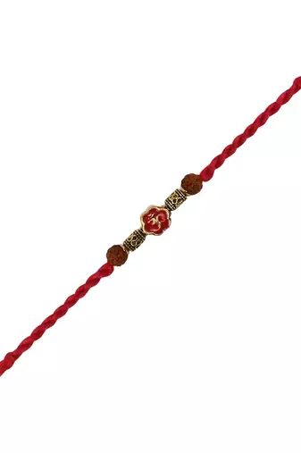 Om rudraksh rakhi with roli chawal & rakshabandhan card for men/bro/brother 
