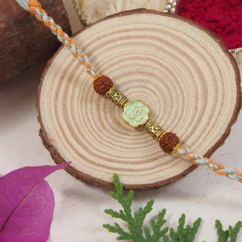 Om rakhi with roli chawal & rakshabandhan card for men/bro/brother  1