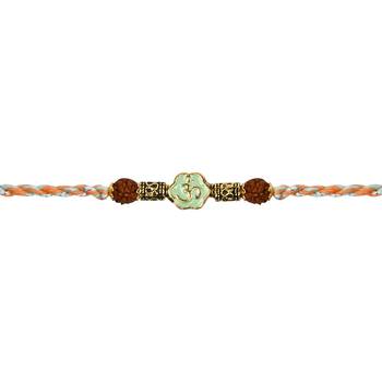 Om rakhi with roli chawal & rakshabandhan card for men/bro/brother  3