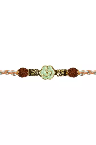Om rakhi with roli chawal & rakshabandhan card for men/bro/brother 