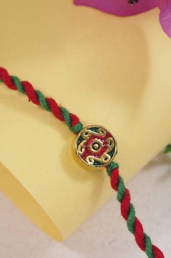 Floral rakhi with roli chawal & rakshabandhan card for men/bro/brother 